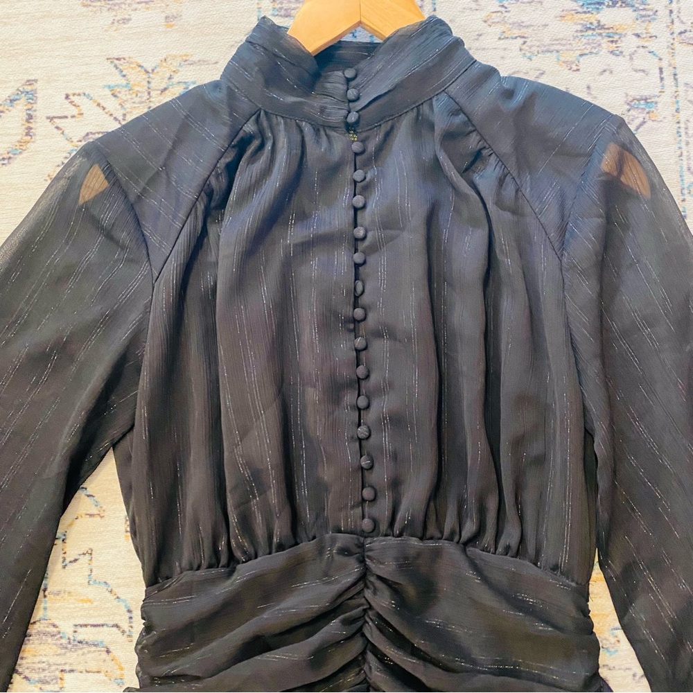 House Of Harlow 1960 western Ruched Black Long sleeve Mini Dress - Picture 4 of 6